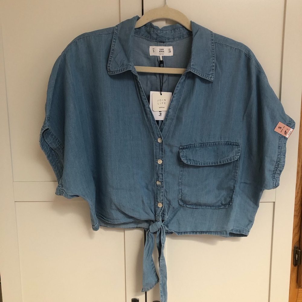 Lefties Blue Denim Short Top NWT